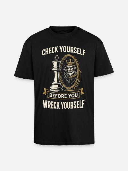 chess player board check yourself, - Unisex Oversized Heavyweight T-shirt - black