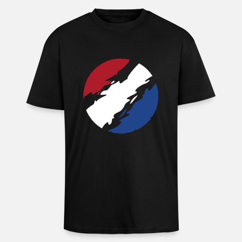 Pays-Bas Drapeau Drapeau Cercle - T-shirt unisexe oversize épais - noir