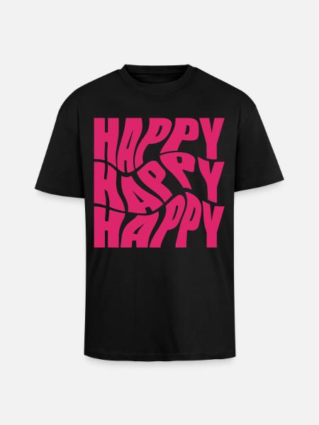 Happy Happy Happy - Unisex Oversized Heavyweight T-shirt - black