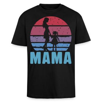 Mamma - Oversized Heavyweight Unisex T-Shirt - Schwarz - Vorne - Alina (178cm) & Michal (187cm)