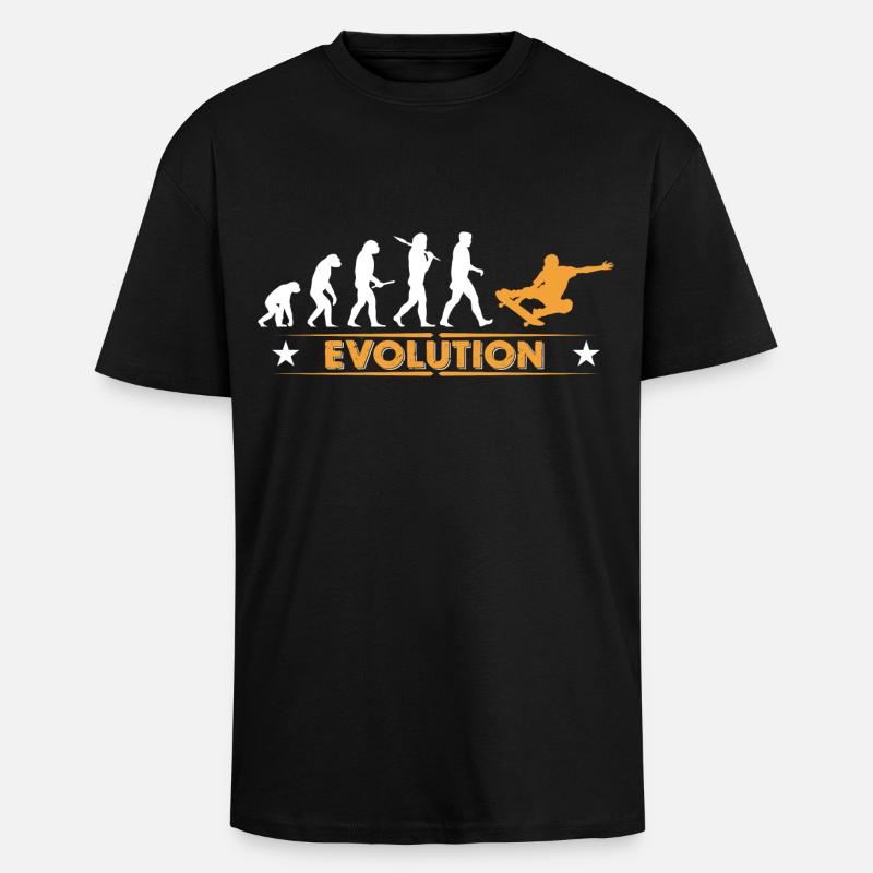 Skateboard Evolution - orange/weiss - Unisex Oversized Heavyweight T-shirt - black