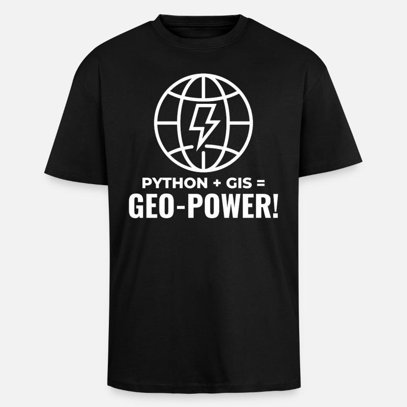 Python SIG Géo-Puissance Programmation Géospatial - T-shirt unisexe oversize épais - noir