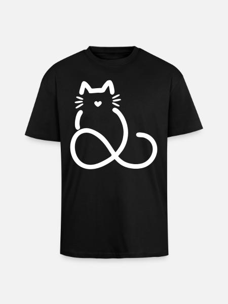 infinite love heart shape cat - Unisex Oversized Heavyweight T-shirt - black