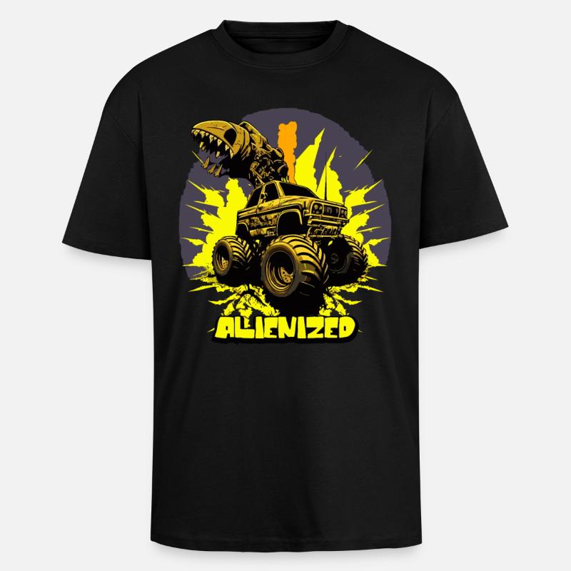 Monstertruck mit Alien-Greifarm mit Explosion - Oversized Heavyweight Unisex T-Shirt - Schwarz