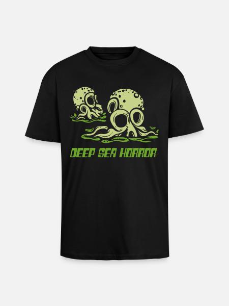 Tiefsee Horror Tentakel - Oversized Heavyweight Unisex T-Shirt - Schwarz
