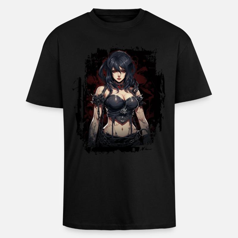 Fille gothique en forme - T-shirt unisexe oversize épais - noir