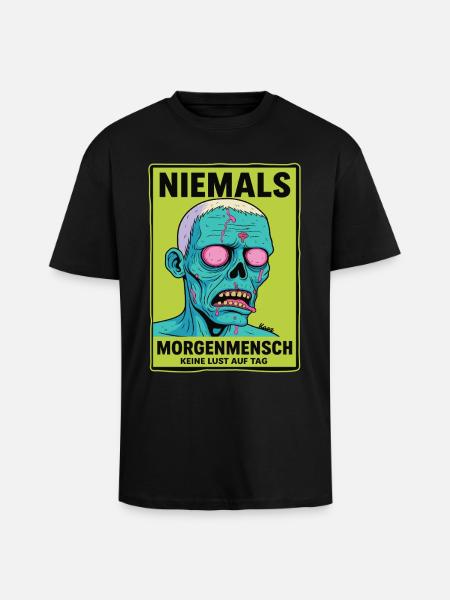 Never Morning Person Zombie - Unisex Oversized Heavyweight T-shirt - black