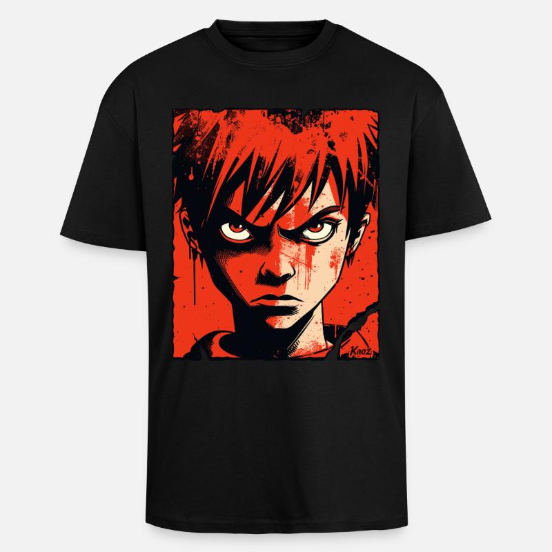 Wütender Junge im roten Comic-Stil - Oversized Heavyweight Unisex T-Shirt - Schwarz