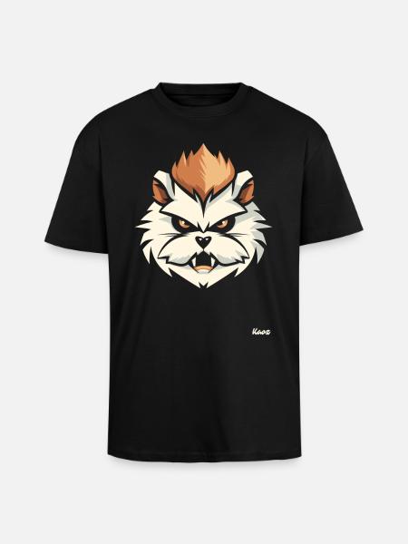 Angry hamster head with mohawk - Unisex Oversized Heavyweight T-shirt - black