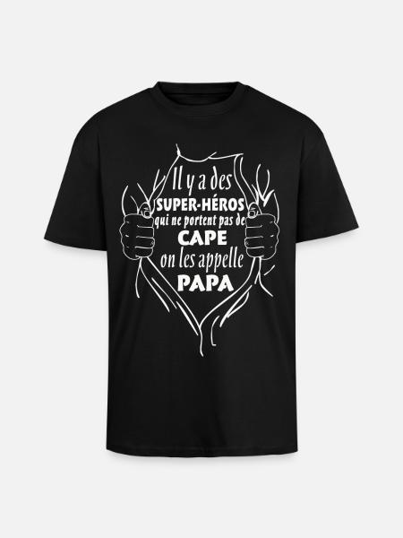 Super-Héros Cape Papa - T-shirt unisexe oversize épais - noir