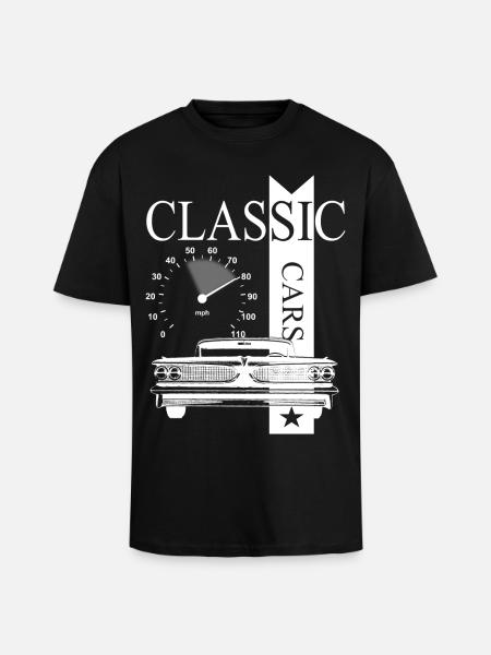 Voitures classiques automobiles - T-shirt unisexe oversize épais - noir
