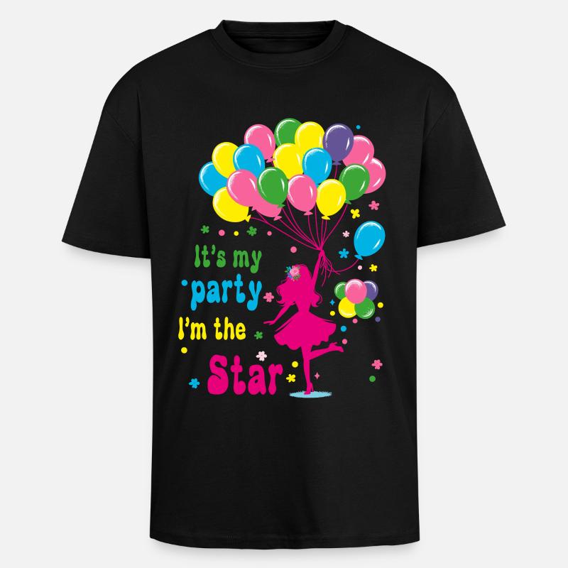 Feierliches Mädchen mit Luftballons Design - Oversized Heavyweight Unisex T-Shirt - Schwarz