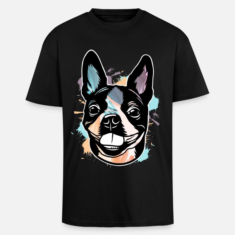 Boston Terrier - Oversized Heavyweight Unisex T-Shirt - Schwarz