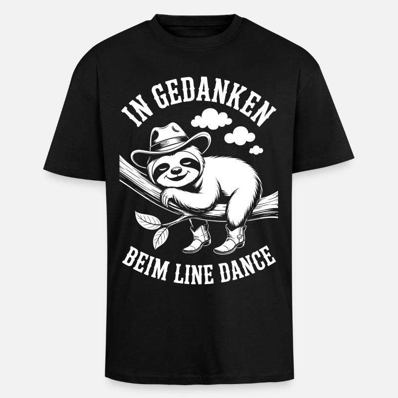 Faultier träumt von Line Dance - Oversized Heavyweight Unisex T-Shirt - Schwarz