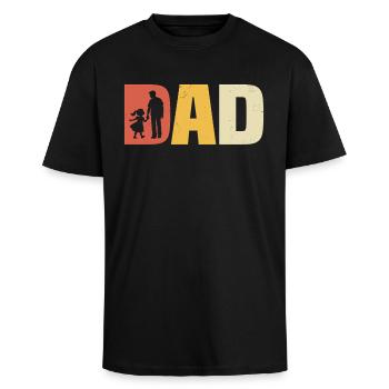 dad hoch Tochter Papa und Tochter - Oversized Heavyweight Unisex T-Shirt - Schwarz - Vorne - Alina (178cm) & Michal (187cm)