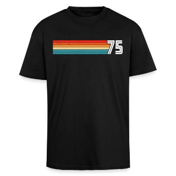 Retro 1975 t-shirt 75 vintage 1975 - Oversized Heavyweight Unisex T-Shirt - Schwarz - Vorne - Alina (178cm) & Michal (187cm)