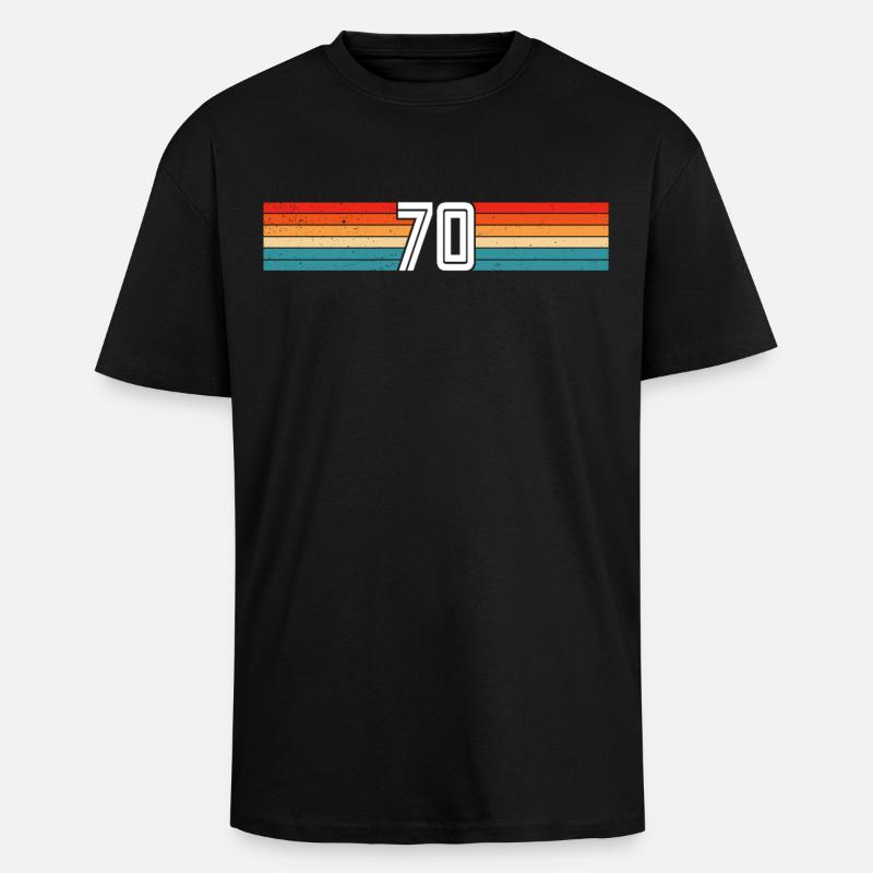 70 ans rétro 70e anniversaire - T-shirt unisexe oversize épais - noir