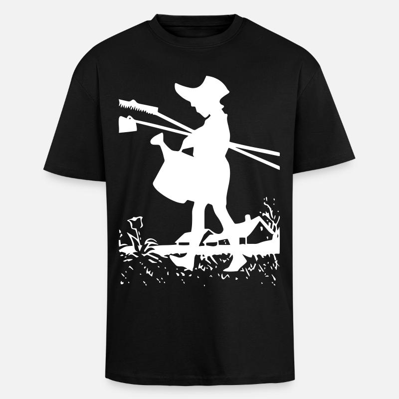 Gartenarbeit - Gießkanne - Harke - Garten - Oversized Heavyweight Unisex T-Shirt - Schwarz