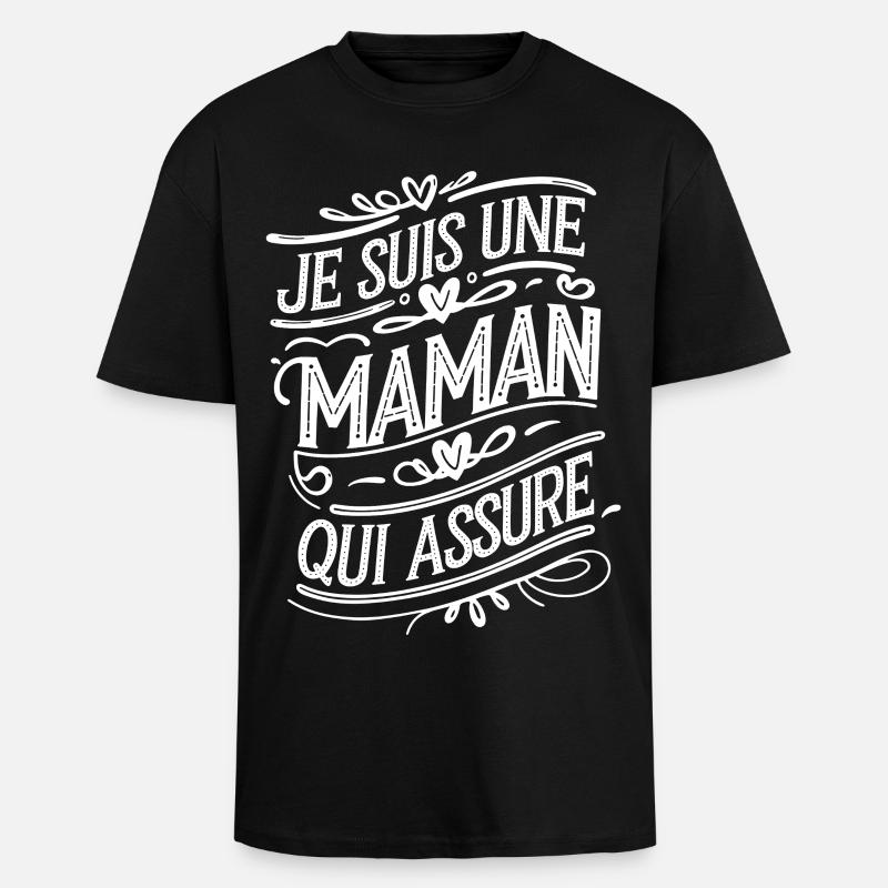 Ich bin eine Mutter, die versichert - Oversized Heavyweight Unisex T-Shirt - Schwarz