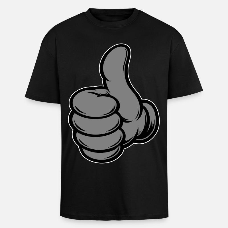 OK Comic Daumenhoch Handsymbol grau - Oversized Heavyweight Unisex T-Shirt - Schwarz