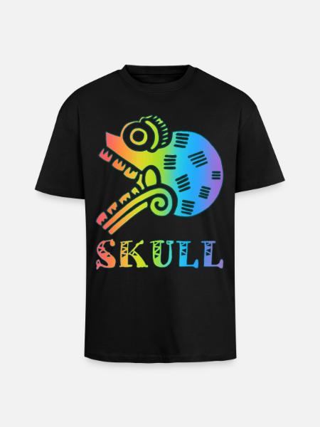 Mehrfarbiger Stammesschädel - Oversized Heavyweight Unisex T-Shirt - Schwarz