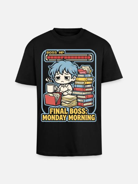 Final Monday Morning Gamer - Unisex Oversized Heavyweight T-shirt - black