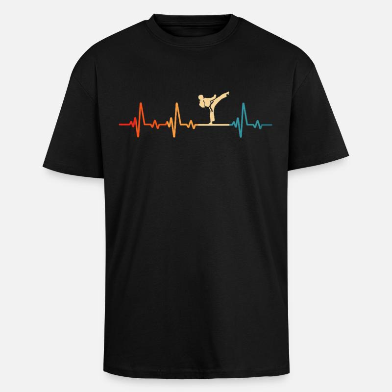 Karate Herzschlag - Oversized Heavyweight Unisex T-Shirt - Schwarz
