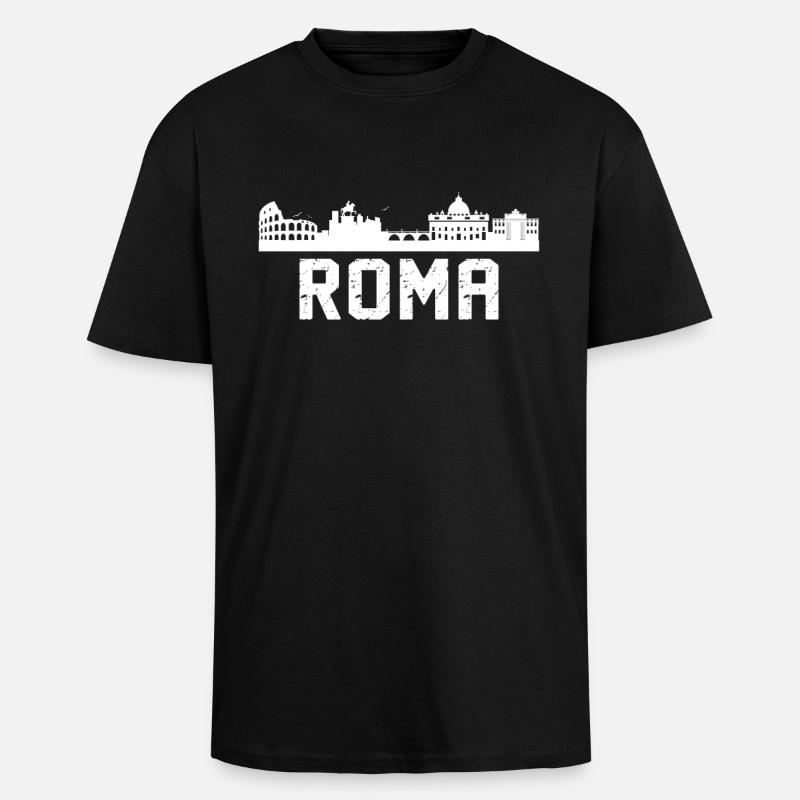 roma Skyline - Oversized Heavyweight Unisex T-Shirt - Schwarz
