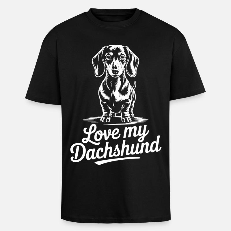 Motif de teckel préféré - T-shirt unisexe oversize épais - noir