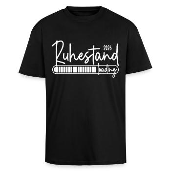 Ruhestand 2026 loading - Oversized Heavyweight Unisex T-Shirt - Schwarz - Vorne - Alina (178cm) & Michal (187cm)