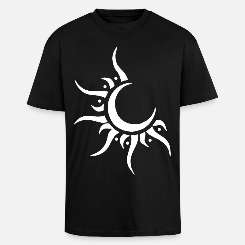 Soleil et lune blanc - T-shirt unisexe oversize épais - noir