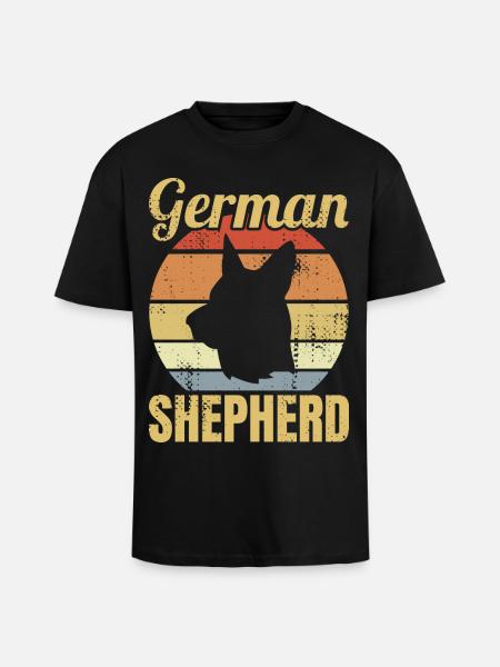 Retro German Shepherd - Unisex Oversized Heavyweight T-shirt - black