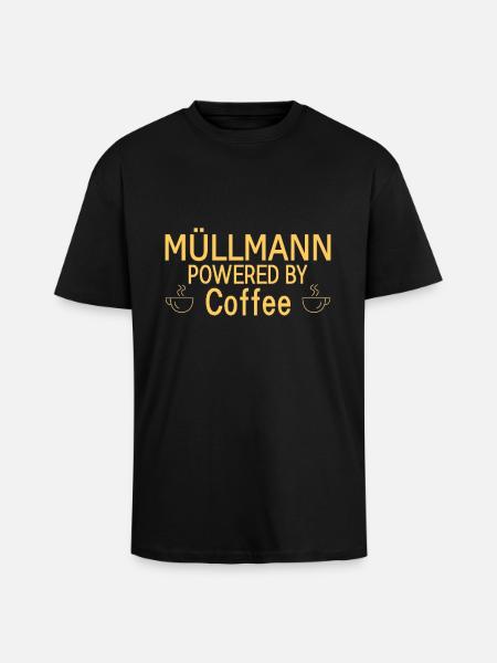 Garbage Man Powered By Coffee - Unisex Oversized Heavyweight T-shirt - black