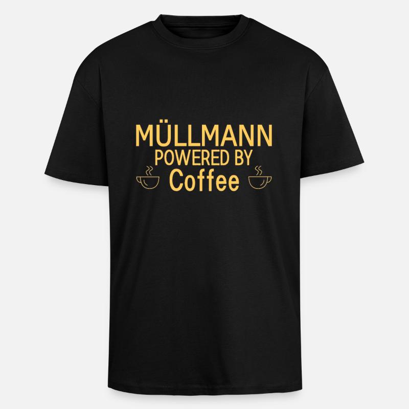 Garbage Man Powered By Coffee - Unisex Oversized Heavyweight T-shirt - black