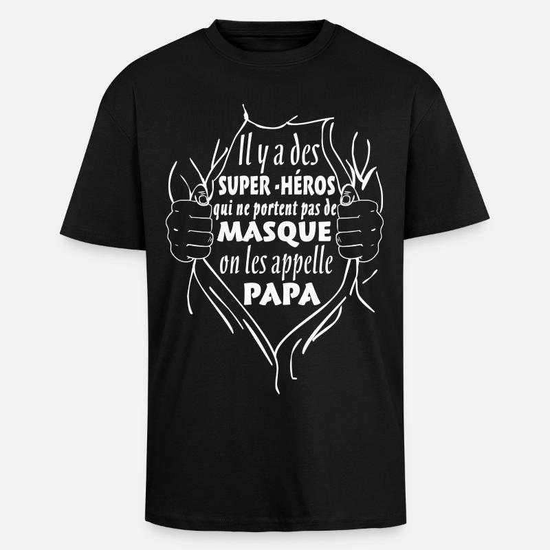 Papa Super-Héros - T-shirt unisexe oversize épais - noir