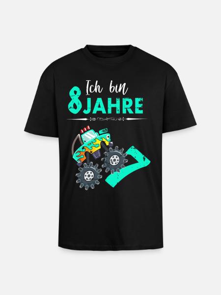 Ich bin 8 Jahre - Oversized Heavyweight Unisex T-Shirt - Schwarz