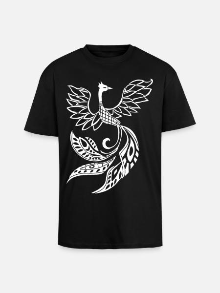 White phoenix bird - Unisex Oversized Heavyweight T-shirt - black