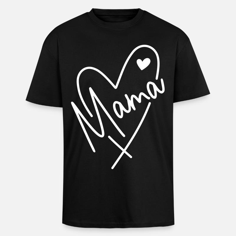 Mama Herz - Oversized Heavyweight Unisex T-Shirt - Schwarz