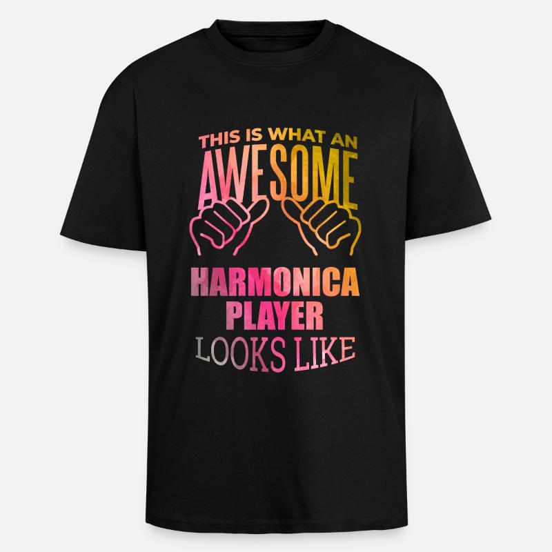 harmonica - T-shirt unisexe oversize épais - noir