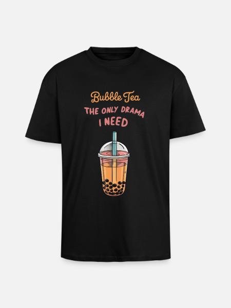 Bubble Tea Drama - Oversized Heavyweight Unisex T-Shirt - Schwarz