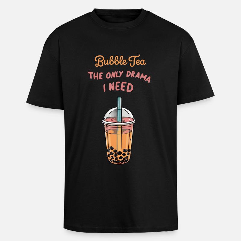 Bubble Tea Drama - Oversized Heavyweight Unisex T-Shirt - Schwarz