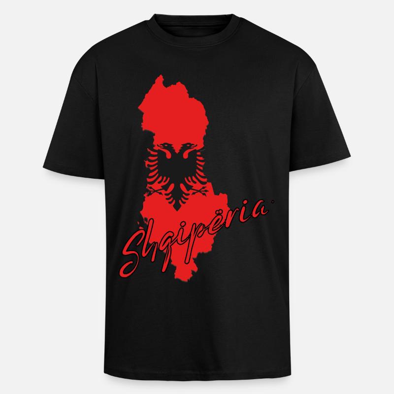 Albanska flaggan, albansk stolthet - Unisex oversized t-shirt i kraftig kvalitet - svart