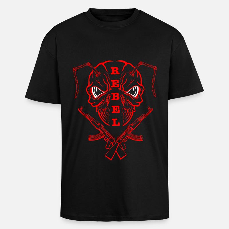 "REBEL EYES – Fearless Expression" rot - Oversized Heavyweight Unisex T-Shirt - Schwarz
