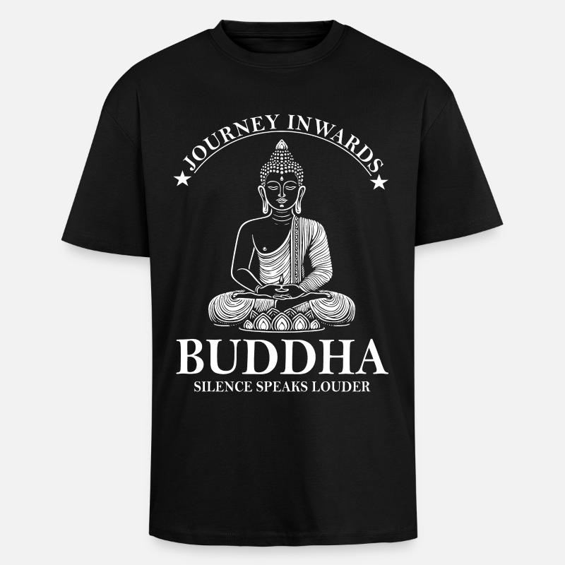 Buddha Design – Silence Speaks Louder - Oversized Heavyweight Unisex T-Shirt - Schwarz