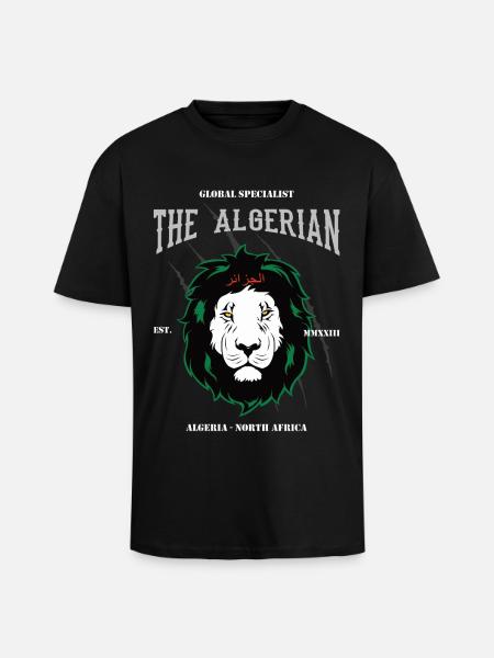 The Algerian – Proud Algeria lion design - Unisex Oversized Heavyweight T-shirt - black