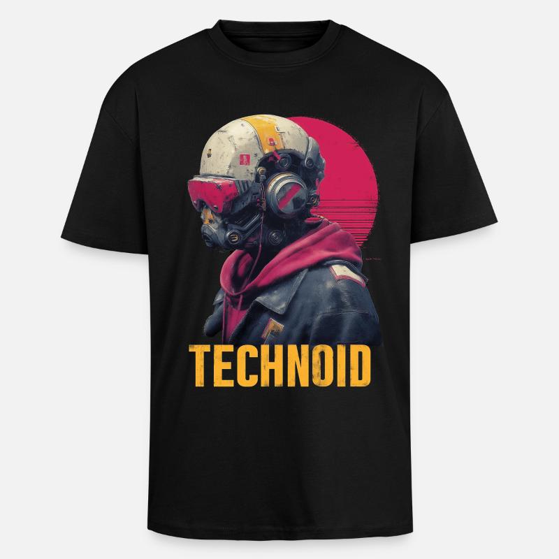 Casque Néon Technoïde - T-shirt unisexe oversize épais - noir