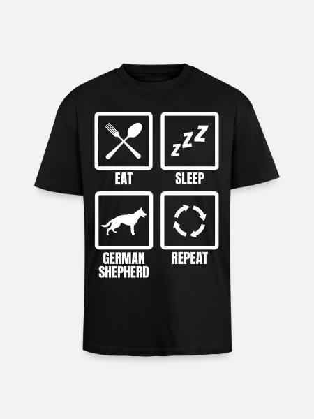 Eat Sleep German Shepherd Repeat - Unisex Oversized Heavyweight T-shirt - black