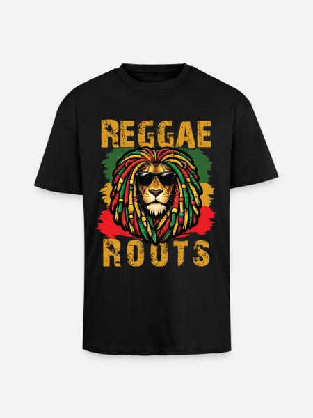Lion Reggae Roots Rasta-Vibe - Oversized Heavyweight Unisex T-Shirt - Schwarz