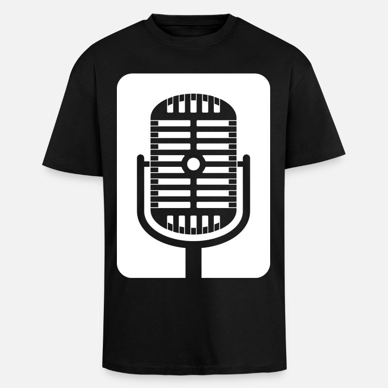 Retro-Mikrofon-Emblem - Oversized Heavyweight Unisex T-Shirt - Schwarz