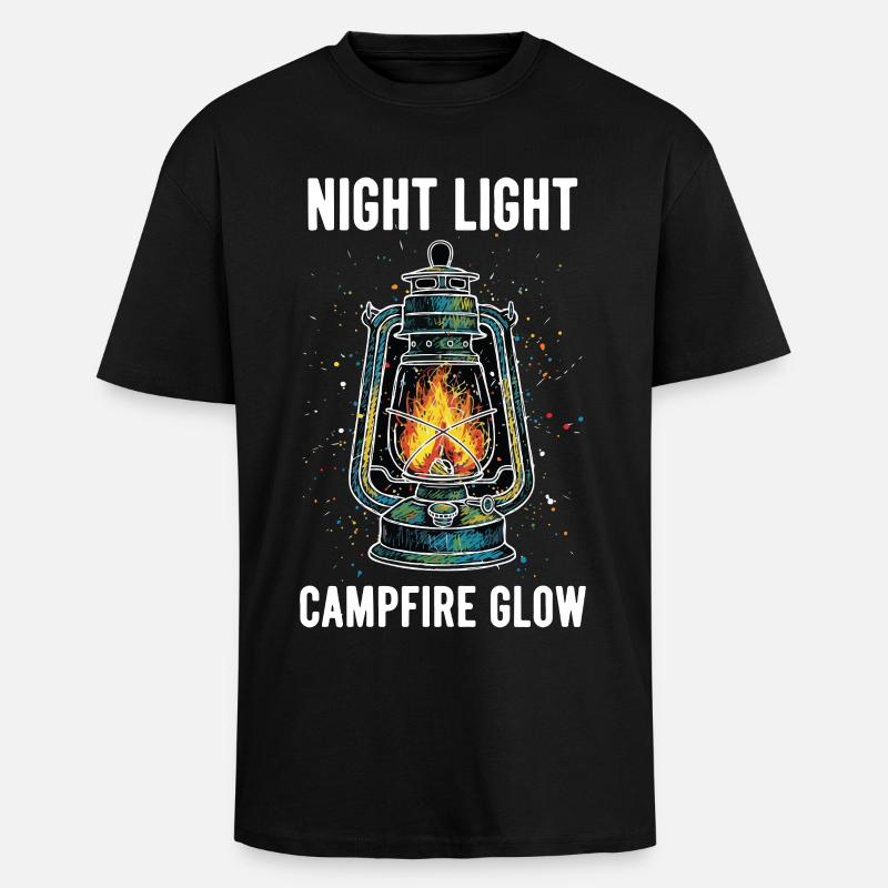Night Light Campfire Glow Lantern - Unisex Oversized Heavyweight T-shirt - black